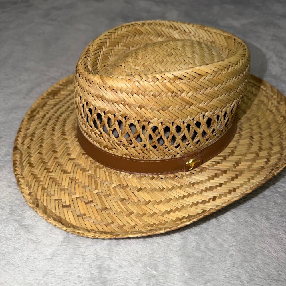 DPC Dorfman Pacific Straw Gambler Hat Natural Fiber Small Men's